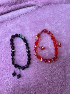 Women’s crystal bead, drawstring bracelets lot bundle set